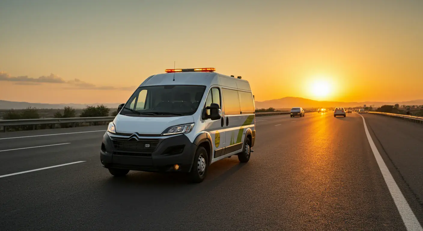 İzmir 7/24 acil mobil lastik yol yardım servisi gün batımında otoyolda